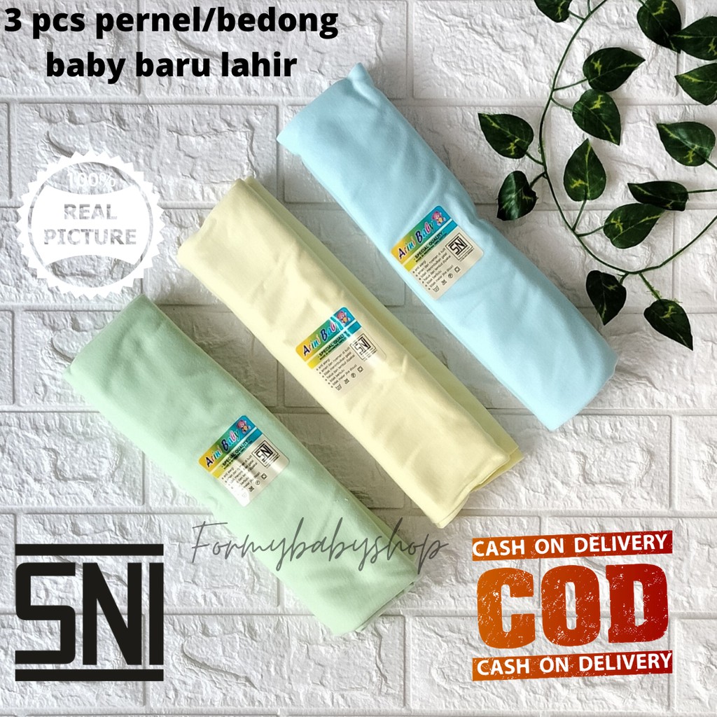 3 PCS Pernel Bayi Bedong Bayi Baru Lahir ARINI BABY BIRU KUNING HIJAU