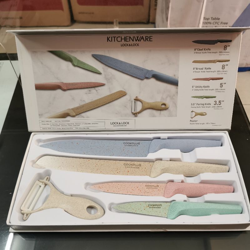 KITCHENWARE LOCK&LOCK LOCK AND N LOCK KITCHEN KNIFE SET 5 PCS CHEFS BREAD UTILITY PARING KNIFE CERAM