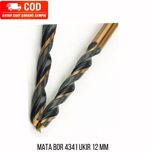 Mata Bor Baja Kecepatan Tinggi Twist 12 MM 4341 untuk Baja Tahan Karat, Besi, Aluminium, Kayu Dll 4341 Mata Bor Twist Jute Hitam