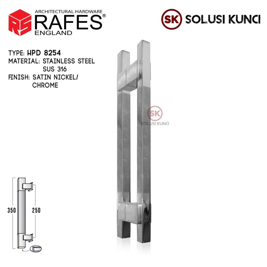 Handle Pintu / Tarikan Pintu Depan RAFES ENGLAND SUS 316 (HPD 8254)