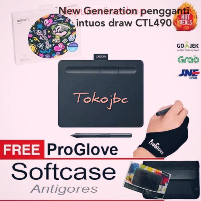 PROMO WACOM Intuos Draw Small White (CTL490/W0-White) FREE SOFTCASE WACOM - Hitam ORI