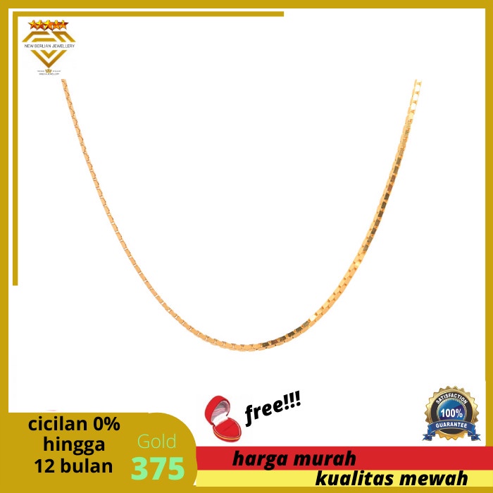 kalung emas kuning asli 375-model ITALY SANTA-KACA