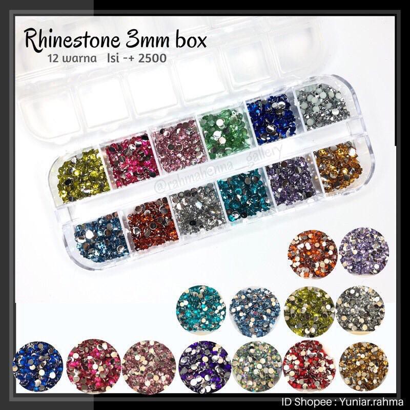 Hiasan Kuku Manik Kuku Rhinestones nail Art box mix color best seller