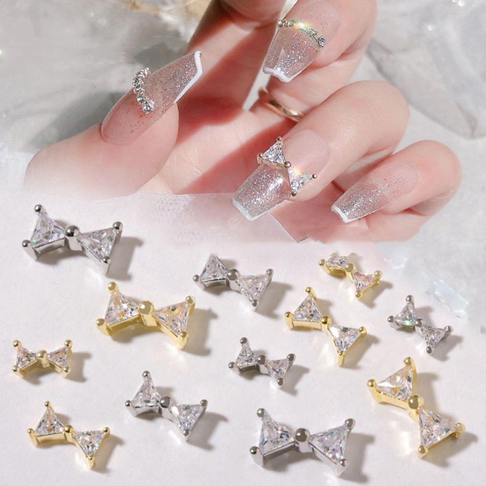 Mxbeauty 3D Nail Art Dekorasi Perak Perhiasan Mewah Hiasan Kuku Flash Alloy Kristal Nail Art Berlian Imitasi