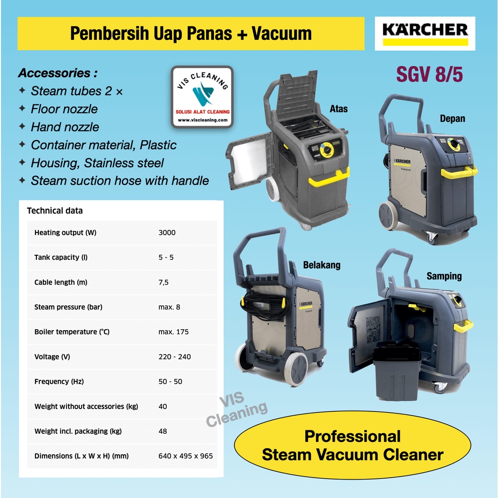 Steam Vacuum Cleaner Karcher SGV 8/5 ( Pembersih Uap Panas + Vacuum )