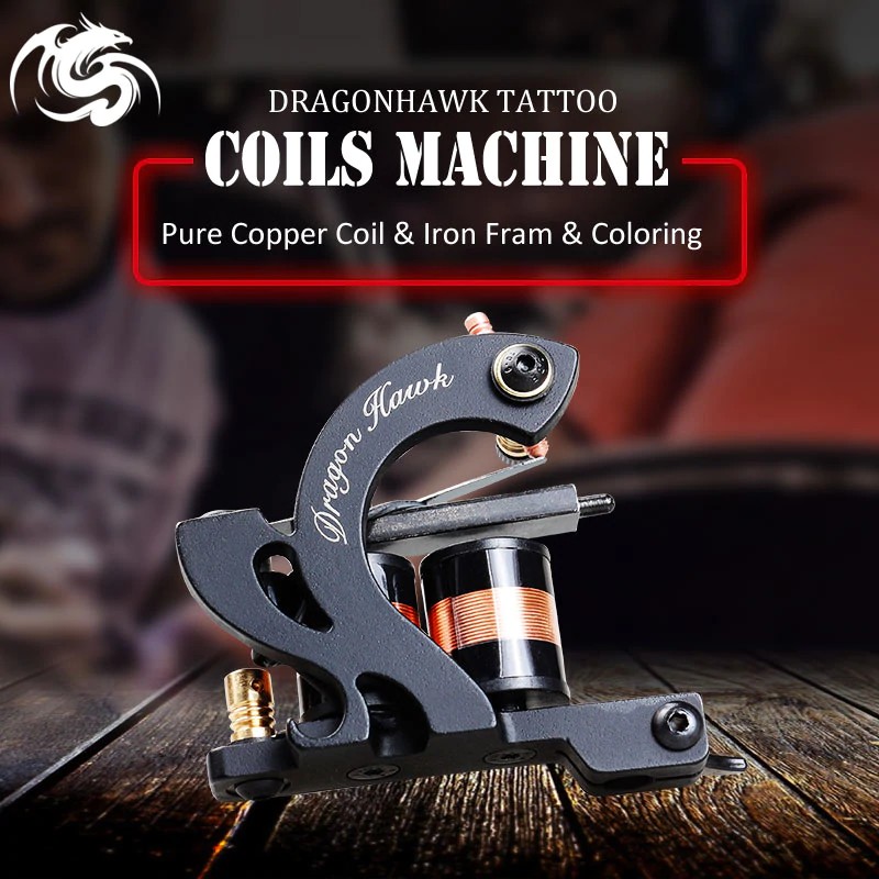 

PRODUK IMPORT New Style Iron Coloring Machine 10 Wrap Copper Coils Tattoo Guns Dragonhawk Supplies