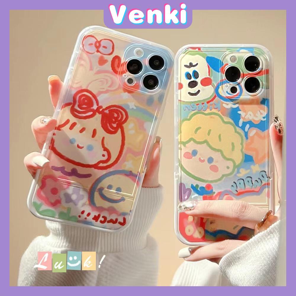 iPhone Case Silicone Soft Case Clear Case Folding Stand Shockproof Protection Camera Graffiti Cartoon Cute Compatible For iPhone 11 iPhone 13 Pro Max iPhone 12 Pro Max 7Plus xr