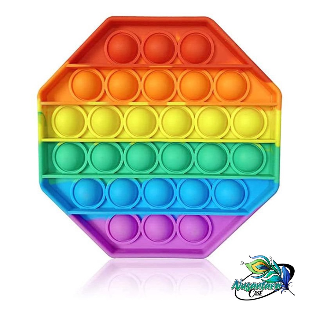 pop it fidget push bubble toys gelembung 3d rainbow pelangi karakter mainan anak NC7433-OCTAGON