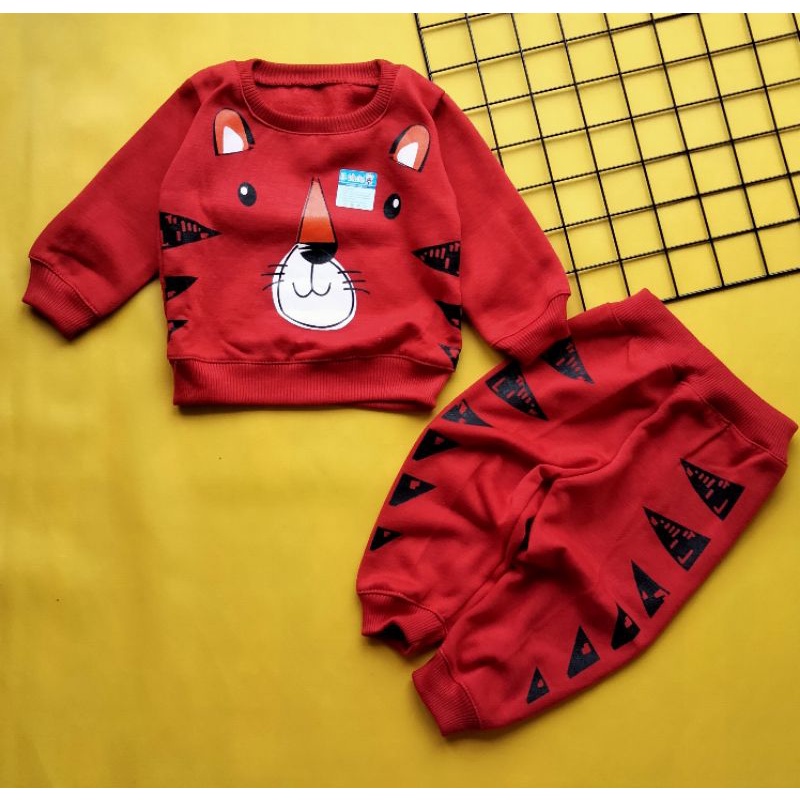 set sweater bayi 0-12 bulan motif harimau