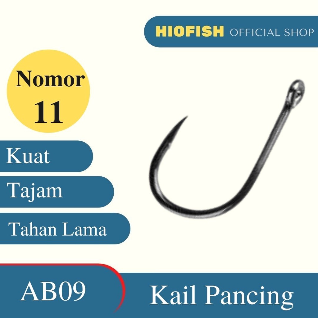 HIOFISH - (AB09) Mata Kail Pancing Ikan Kuat Tajam Untuk Air Laut Tawar Besar Bahan Baja Steel Carbon Fishing Hook Tidak Berkarat Anti Korosi Kecil