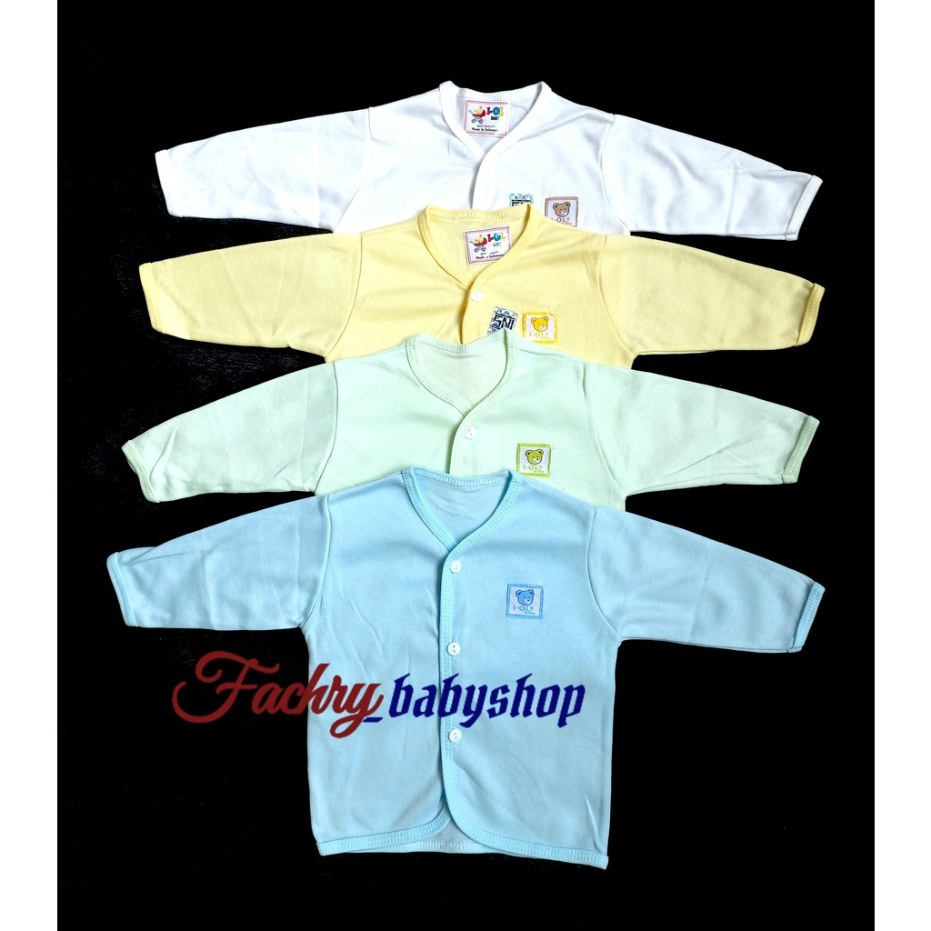I-OL BABY 4pcs baju bayi lengan panjang polos kancing depan
