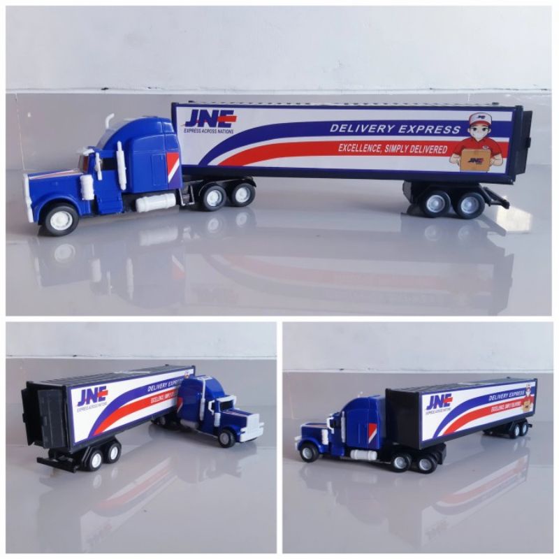 Mainan Truk Kontainer JNE - Miniatur Mobil Truck Box Ekspedisi Anak