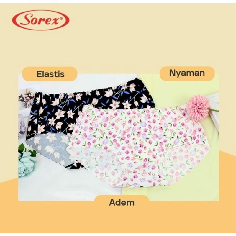 paket isi 6pcs CD WANITA SOREX SEAMLESS 31081/31186 TANPA JAHIT MOTIF