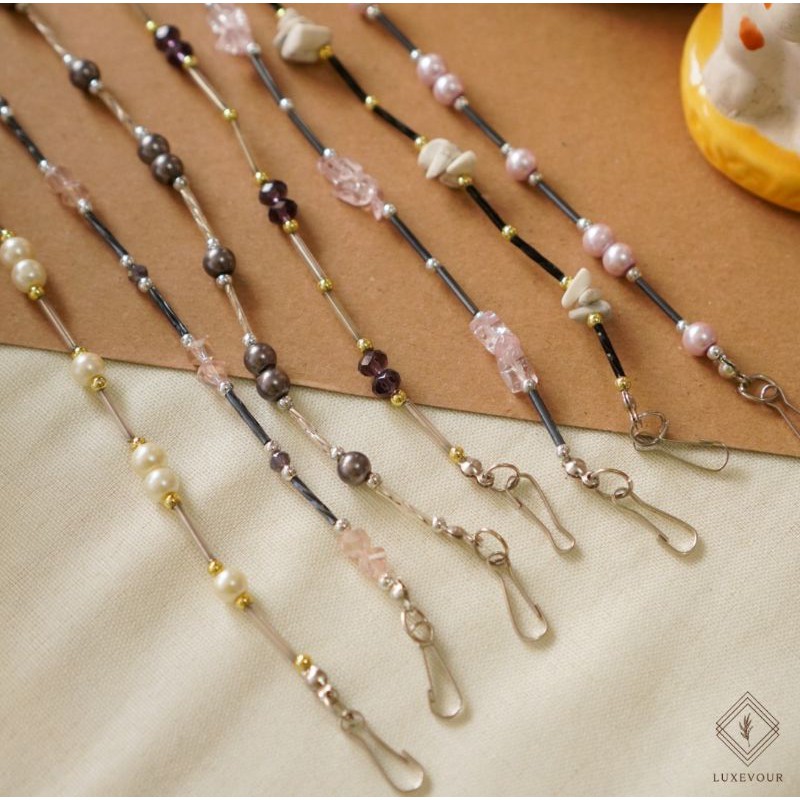 Tali masker kalung/Strap Mask/Strap Masker Hijab/Strap Masker/Kalung Masker Mutiara PREMIUM