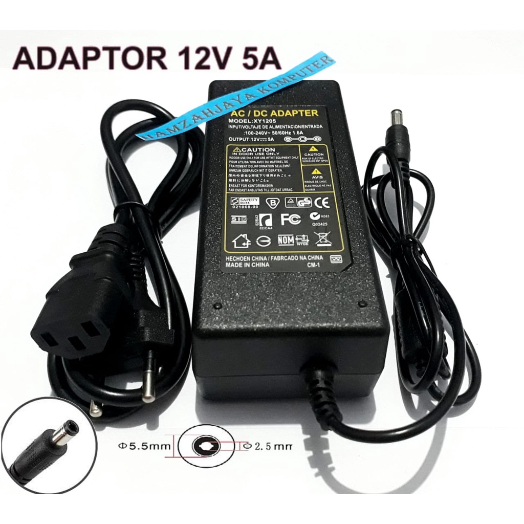 Adaptor 12v 5a 12volt 5amper untuk pompa dc ampli charger cctv lampu led