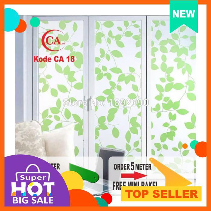 Stiker Kaca Motif Daun Hijau