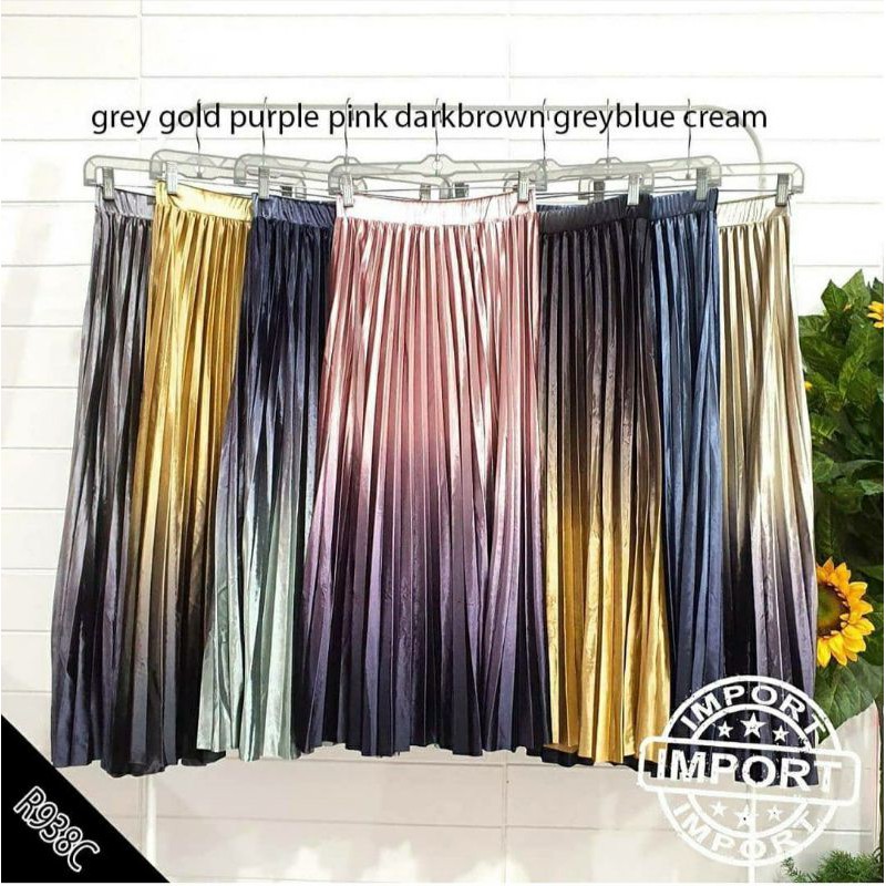 ( Bisa COD ) Rok Bludru velvet Super Gradasi/motif zigzag import Korea(panjang 90cm)-3