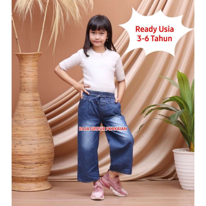 Jy~Celana Kulot Jeans Anak Premium Polos Variasi Kancing Usia 3-6 Tahun
