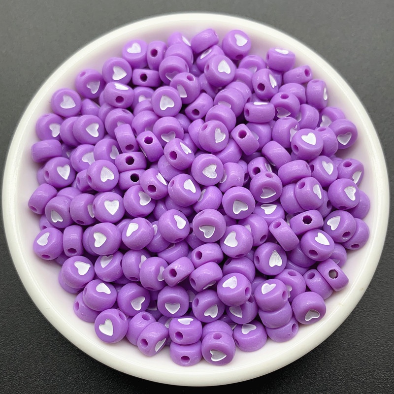 100pcs / Pak Manik-Manik Spacer Bentuk Hati Bahan Akrilik Warna Permen Ukuran 7mm Untuk Gelang