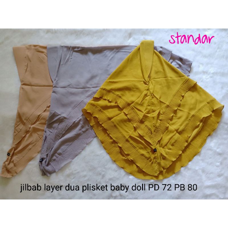 Khimar ceruty2 layer plisket/jilbab instan