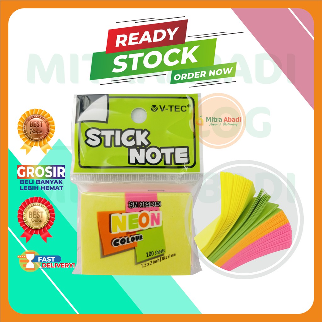 

STICK NOTE MEMO TEMPEL PENANDA BUKU VTEC SN3851 4MC - STICK NOTE BIG 5138 4 WARNA