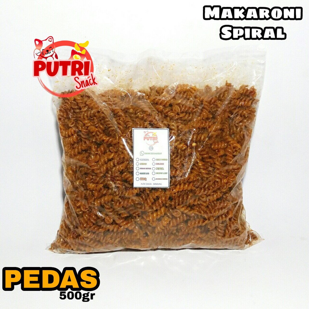 Makaroni Spiral Uril Kemasan Kiloan ( putri snack ) cemilan kering 500gr