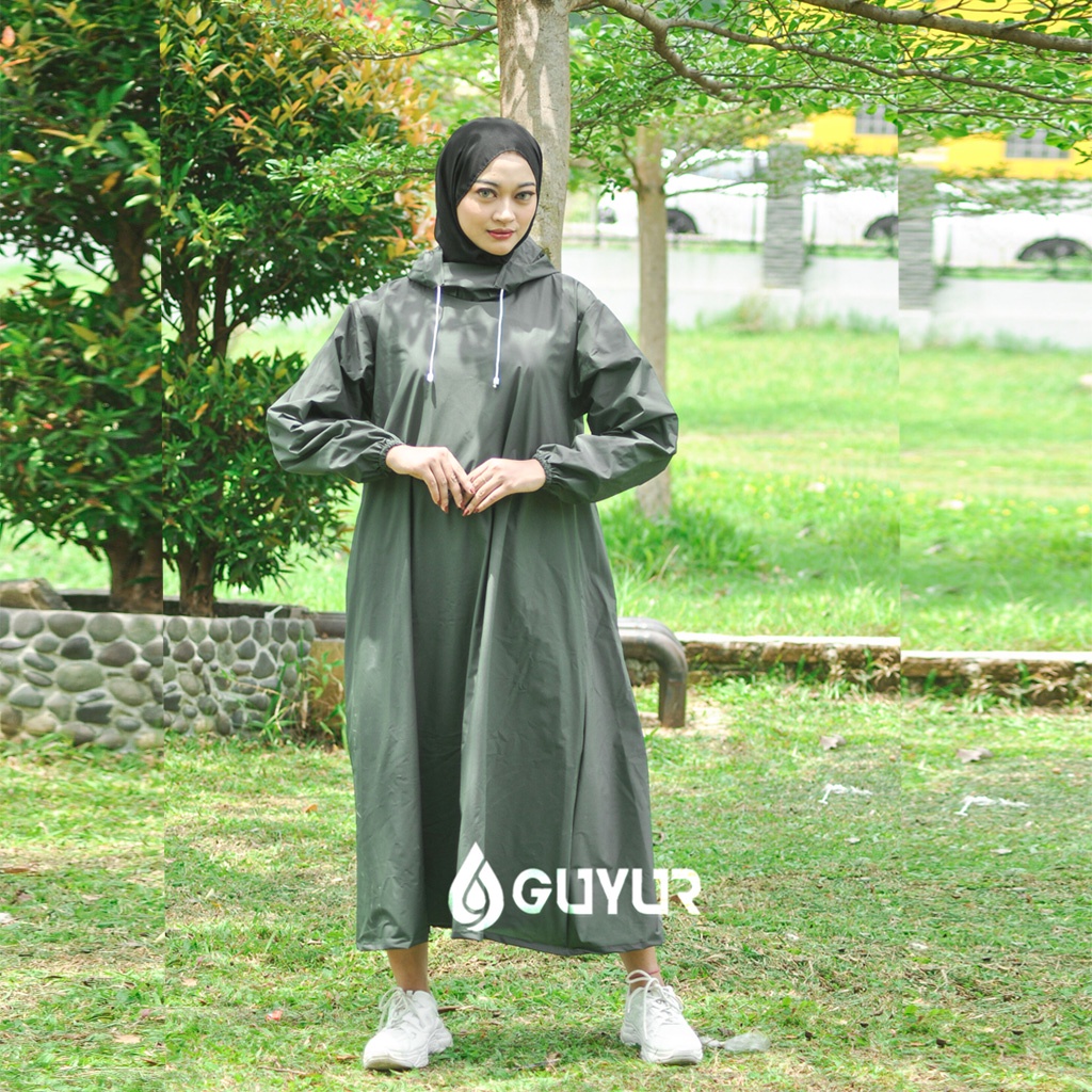 jas hujan wanita model gamis bahan tebal