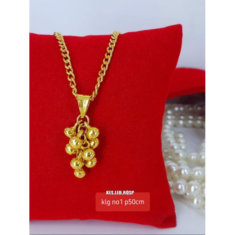 kalung liontin anggur replika emas London ukuran kecil