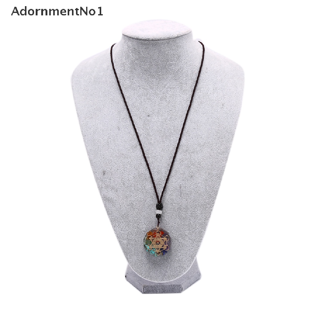 (AdornmentNo1) Orgonite Kalung Tali Dengan Liontin Batu Chakra Om Untuk Meditasi Energi / Penyembuhan Handmade