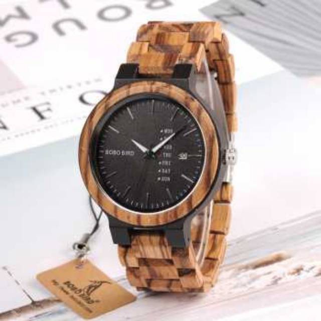 026 BOBO BIRD Jam Tangan Kayu Analog Pria Kado Hadiah Unik Aksesoris Lelaki Watch Bambu Original