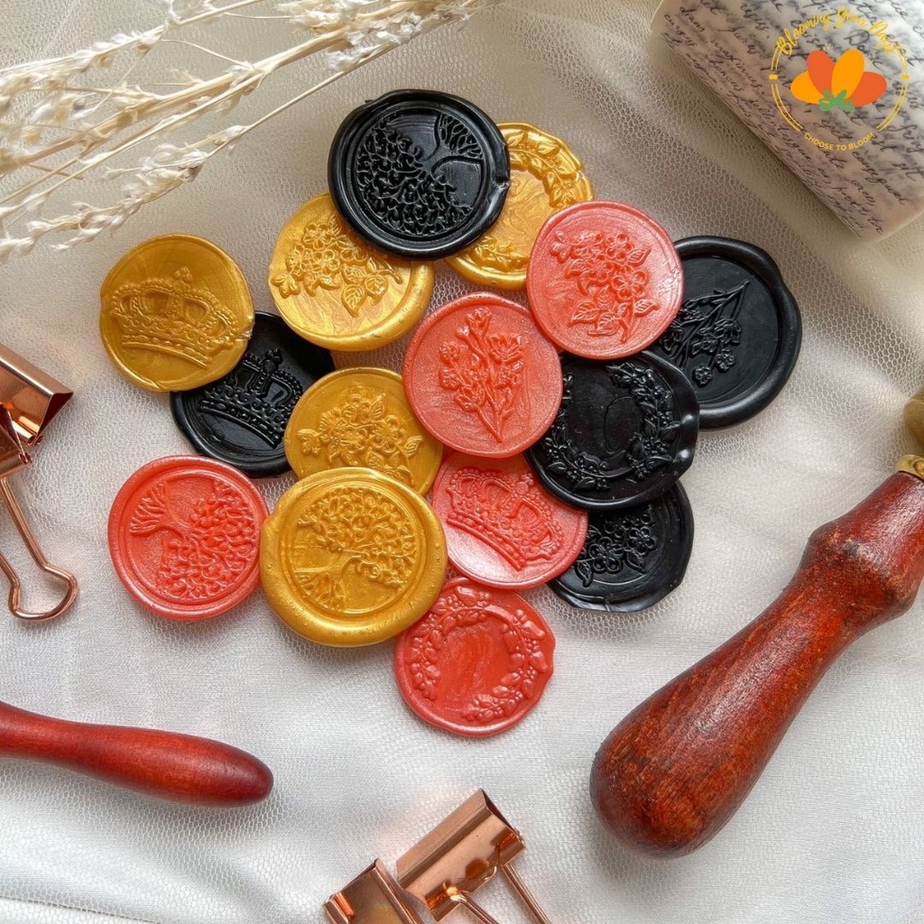 

Bloomingyourdays Seal Wax Stamp Instant Seal Wax Coin Wax Seal Stempel Lilin Coin Sticker Instan undangan pernikahan segel lilin