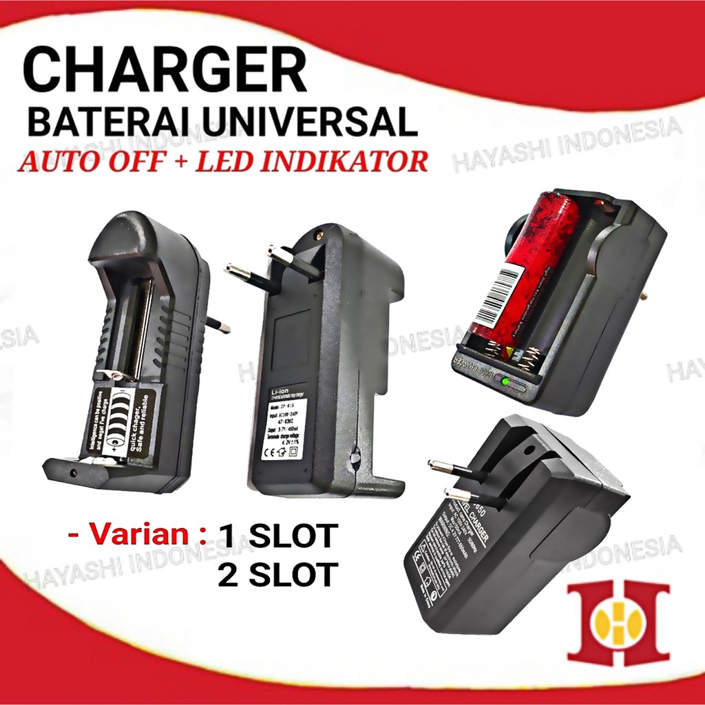 Charger Baterai Universal 18650 26650 AA Cas Batre Mainan Senter