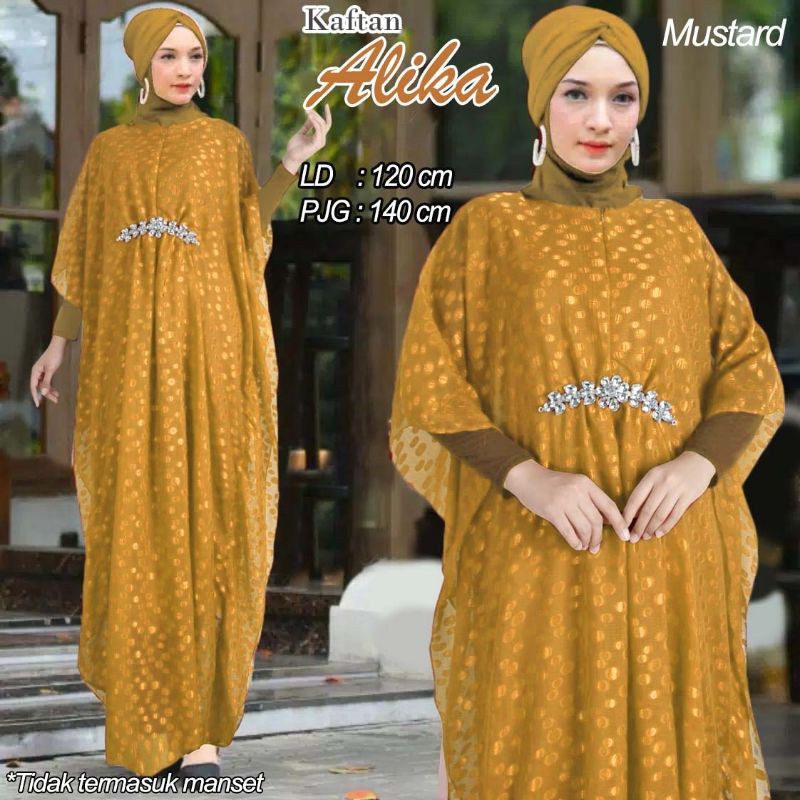 Arnis Kaftan Alika Bahan Tille Dot Jumbo Busui Fashion Muslim Ramadhan Sale