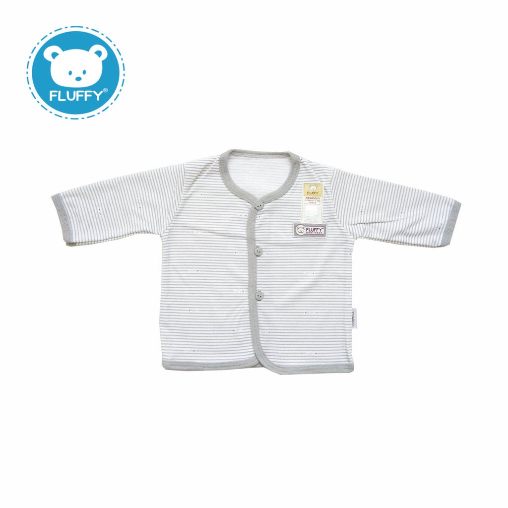  FLUFFY  Baju  Panjang Bayi  Bis Newborn  Isi 3Pcs Bjab Abu 