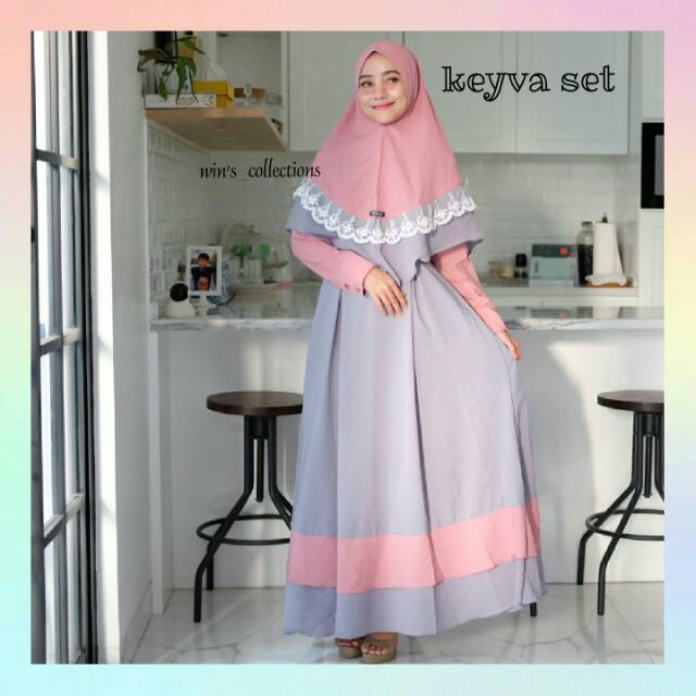 Gamis set Syari + Khimar cuci gudang