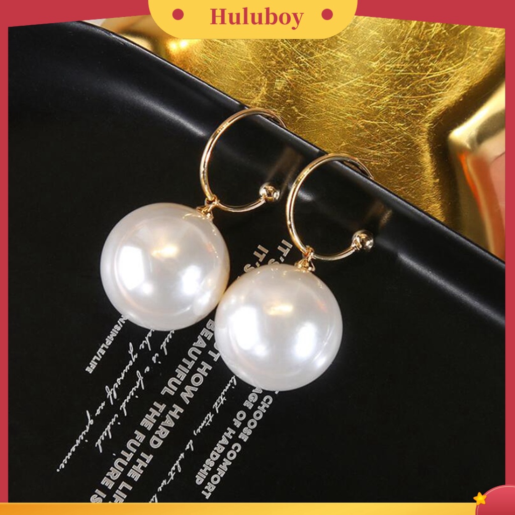 Hu Hu Hu Hu Hu Alat Bantu Pasang Kacamata♡ Anting Tusuk Gantung Bentuk C Hias Mutiara Imitasi Untuk Wanita