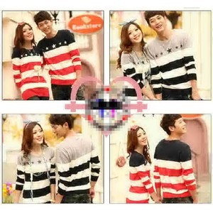 TERLARIS KAOS COUPLE LP SALUR BINTANG ABU MERAH