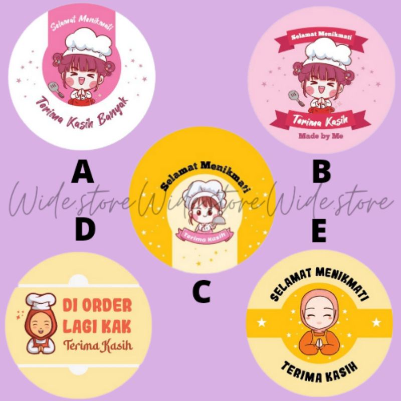 Stiker selamat menikmati | stiker label makanan | stiker ukuran 3,5 cm