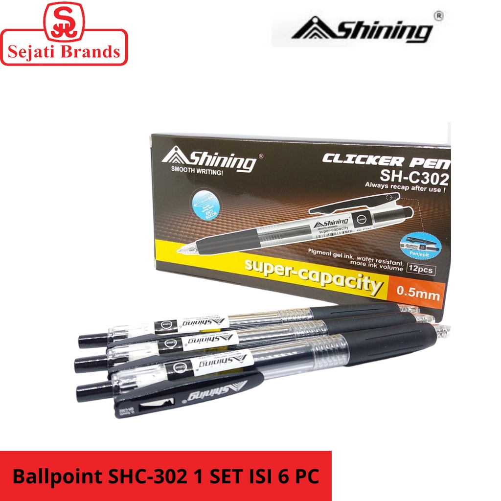 

Shining Clicker Gel Ink Pen SHC-302 isi 6 Pcs