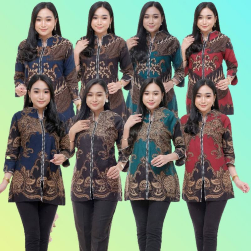 Atasan wanita| Blouse batik wanita modern| Blouse kantoran| Seragam Batik| Atasan batik kantoran Blo