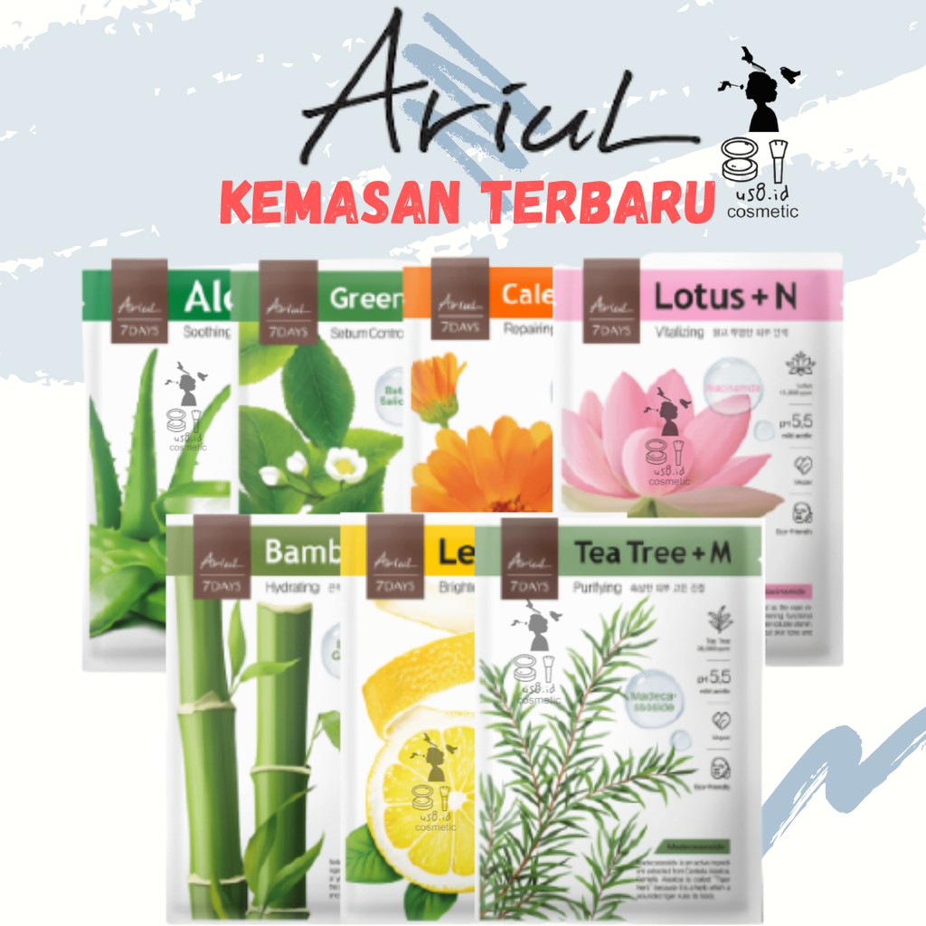 [BPOM] ARIUL 7 DAYS PLUS &amp; NEW SERIES MASK | Sheet Mask Masker Wajah | Korea Tea Tree Lemon