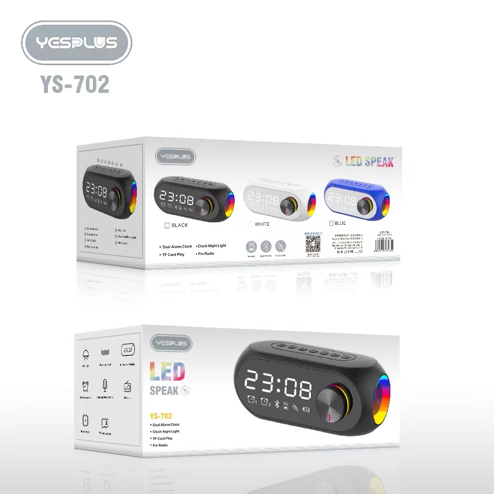 【33LV.ID】Speaker Bluetooth LED YS-702 Two Alarm Clock Night Light