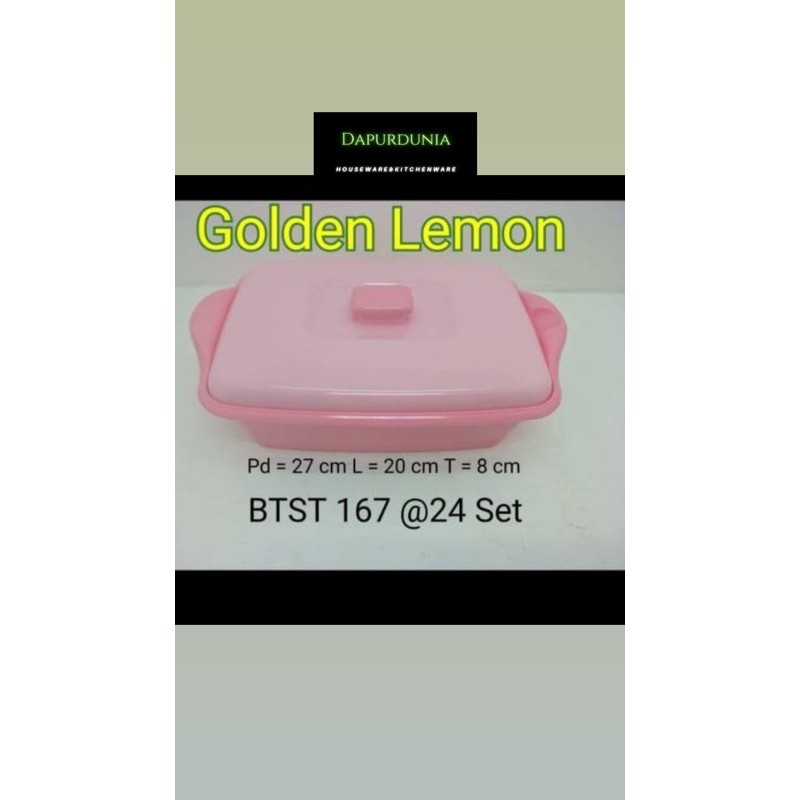 Wadah saji plastik golden lemon segi (BTST167 )
