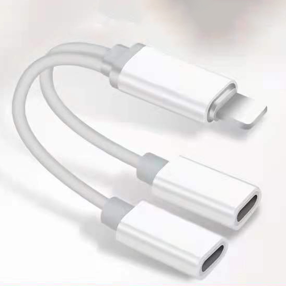 2 in 1 Kabel Adapter Konektor Charger lightning Audio Handphone