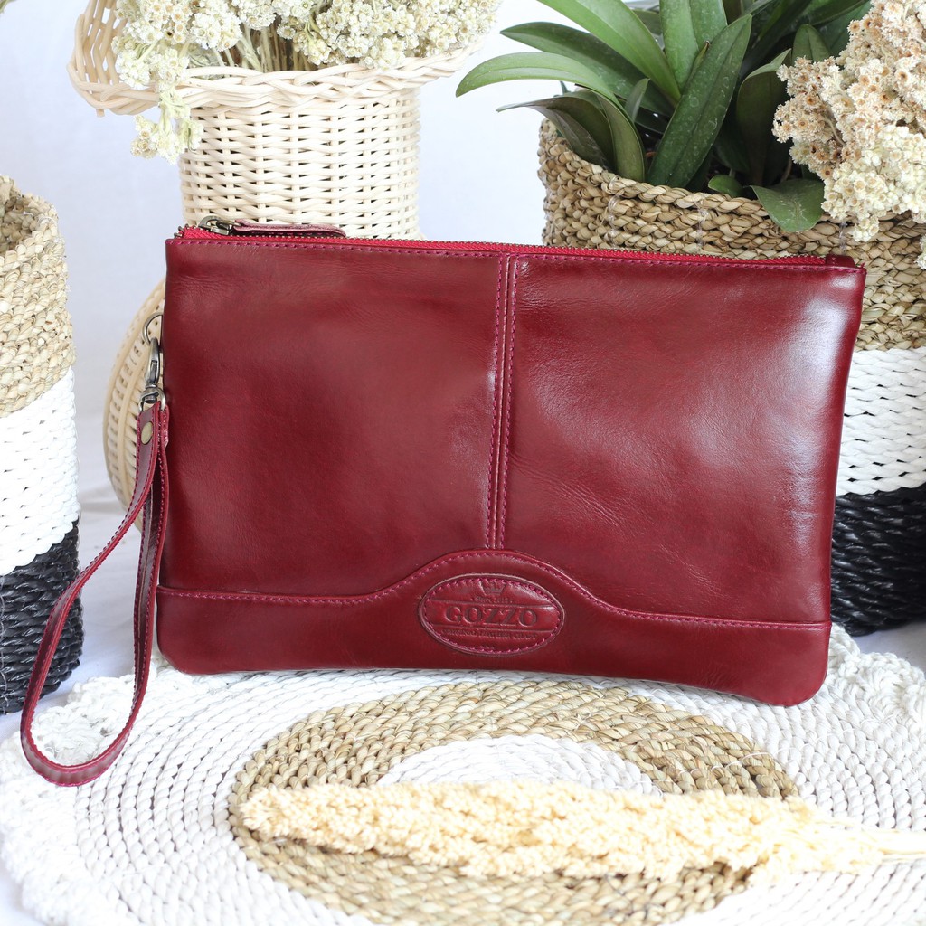 CLUTCH WANITA KULIT ASLI NEVARA MERAH MAROON / FREE GRAVIR NAMA DI CLUTCH