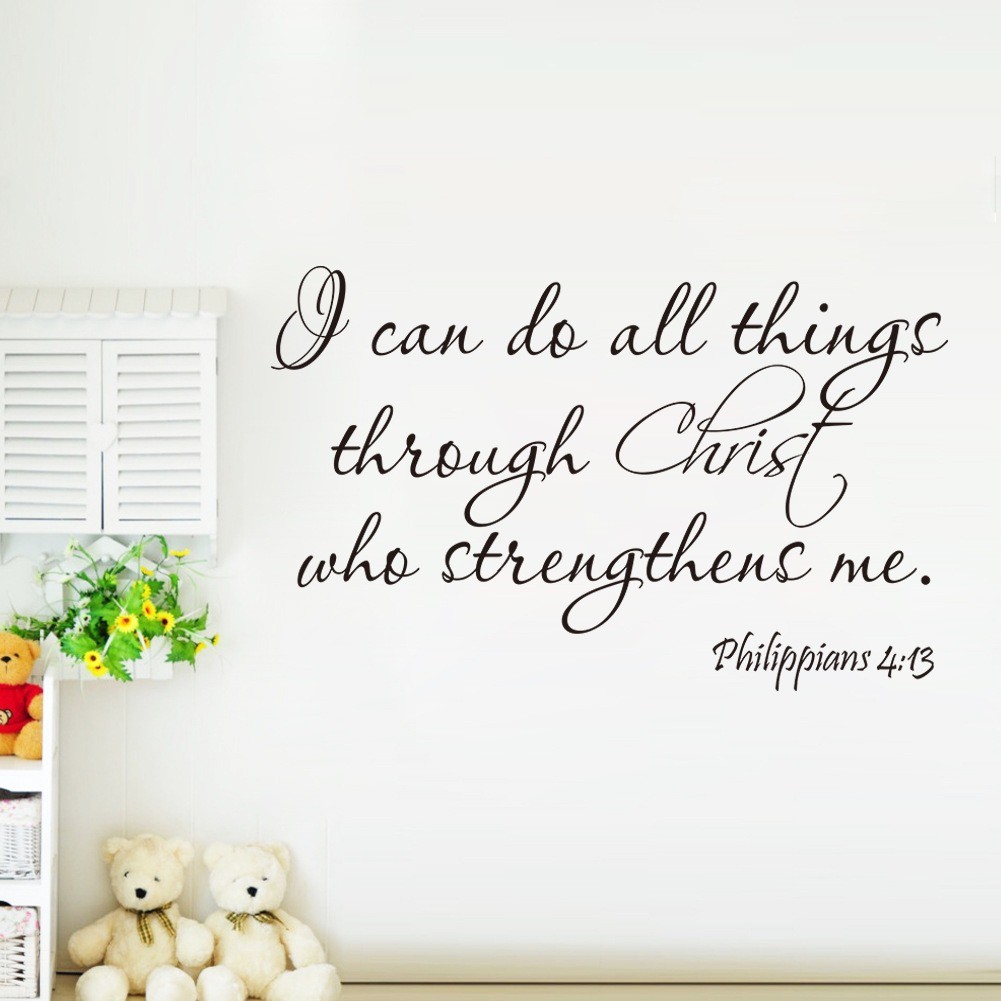 ELFYDO - STC003 Sticker Dinding Kata Quote Philippians 4:13 Wall Sticker