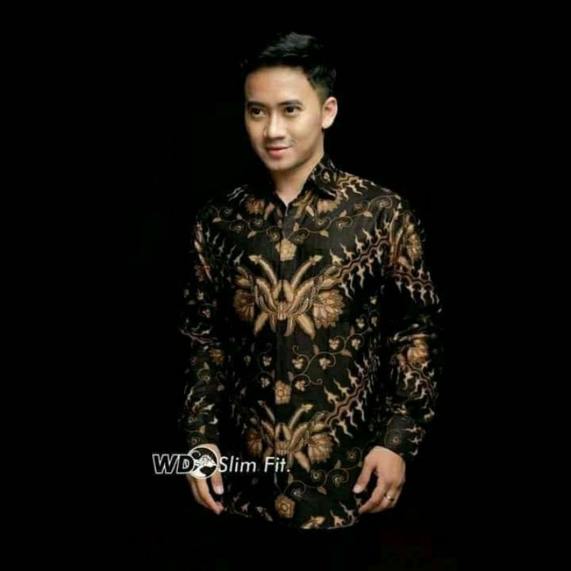 Batik pria kemeja batik lengan panjang m l xl xxl terlaris-Keris black