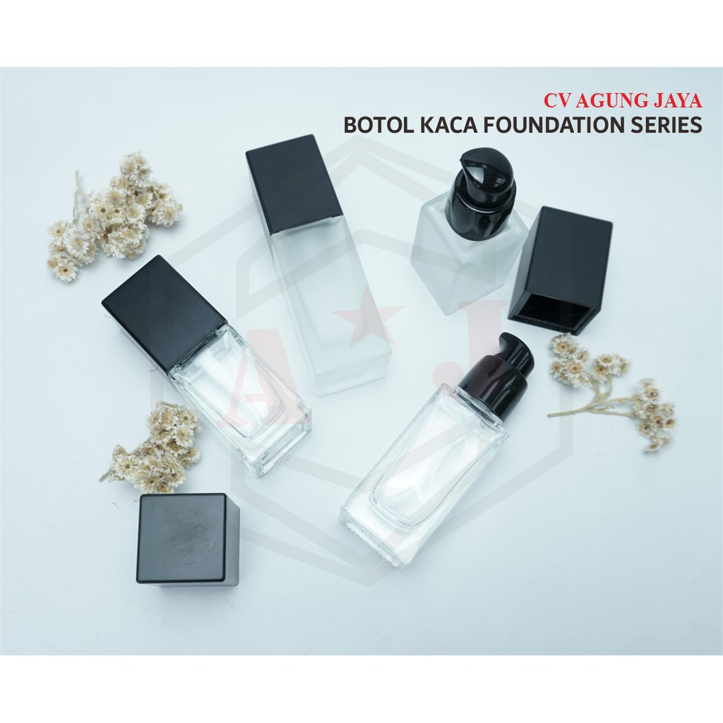 Botol Kaca Foundation Kosong Clear/ Fros/ 20 Ml - 30 Ml/Yk