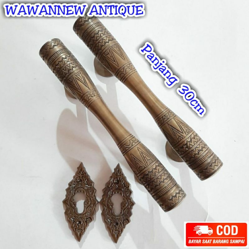 Handle / Tarikan Pintu Rumah Gebyok Pagar Kuningan Motif Egypt 30cm