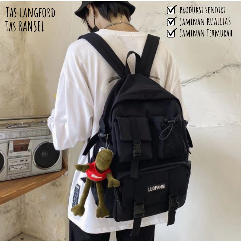 Tas Ransel Backpack Punggung Terbaru Kekinian Simpel Casual Sekolah Kuliah Outdoor Pria Wanita